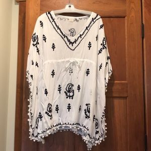 Gorgeous white with blue embroidery tunic!